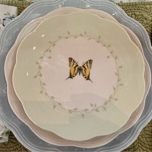 Lenox Butterfly Dinner Party Plate Set - Green, Yellow, Pink, and Blue